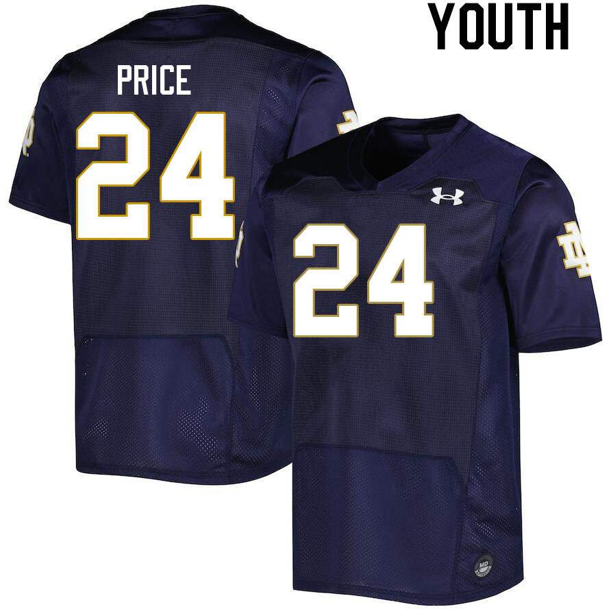 Youth #24 Jadarian Price Notre Dame Fighting Irish College Football Jerseys Stitched Sale-Navy